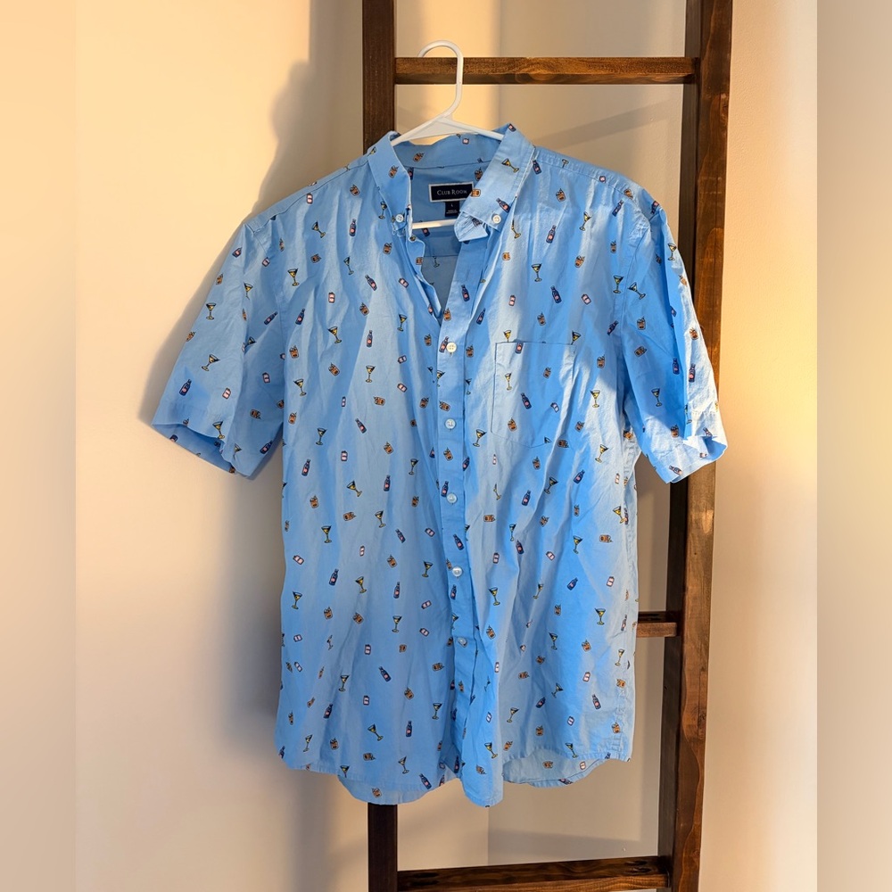 Club Room Light Blue Cocktail Print Shirt